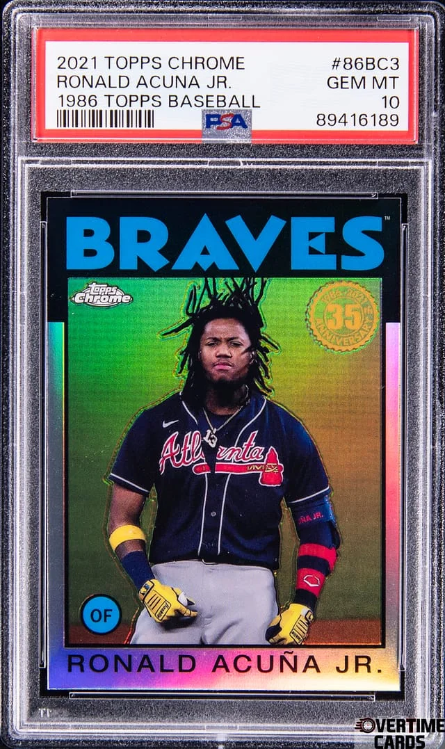 2021 Topps Chrome Ronald Acuna Jr. 1986 Topps Baseball #86BC3 card image