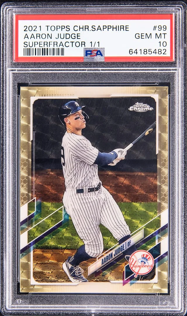 2021 Topps Chrome Sapphire Aaron Judge SuperFractor #99 card image