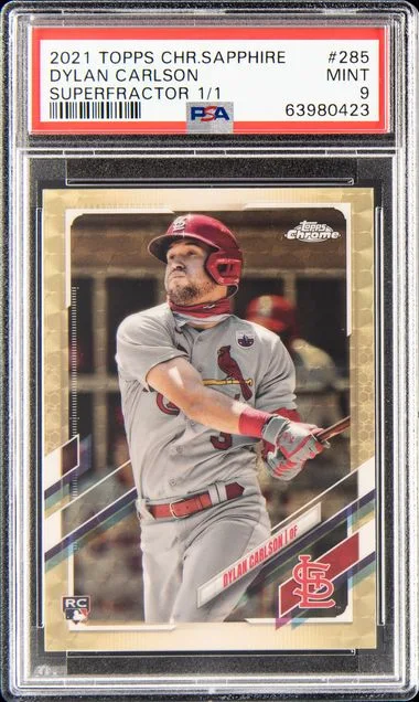 2021 Topps Chrome Sapphire Dylan Carlson Superfractor #285 card image