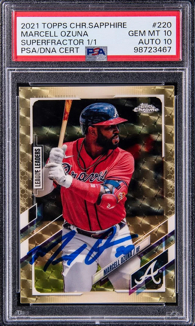 2021 Topps Chrome Sapphire Edition Marcell Ozuna SuperFractor #220 card image