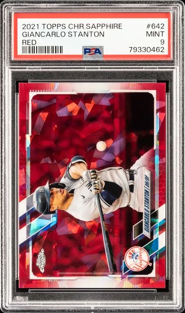 2021 Topps Chrome Sapphire Giancarlo Stanton Red #642 card image