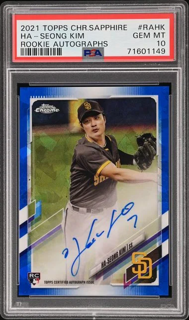 2021 Topps Chrome Sapphire Ha-Seong Kim Autograph #RA-HK card image