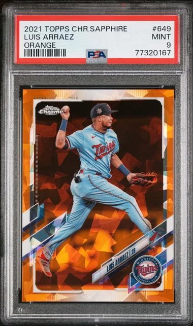 2021 Topps Chrome Sapphire Luis Arraez Orange #649 card image