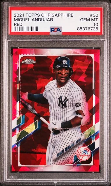 2021 Topps Chrome Sapphire Miguel Andujar Red #30 card image