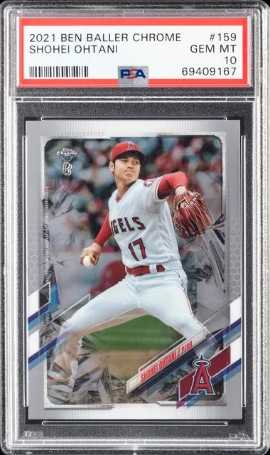 2021 Topps Chrome Shohei Ohtani Black/White Mini Diamond Refractor #159 card image