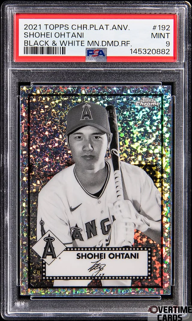 2021 Topps Chrome Shohei Ohtani Black & White Mini Diamond Refractor #192 card image
