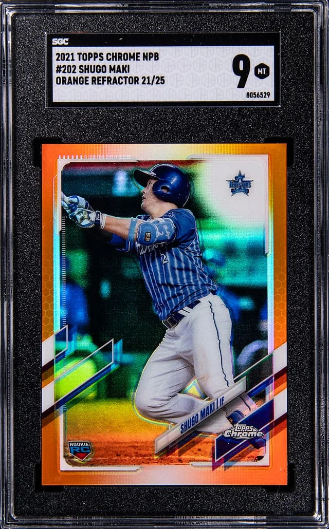 2021 Topps Chrome Shugo Maki NPB Orange Refractor #202 card image
