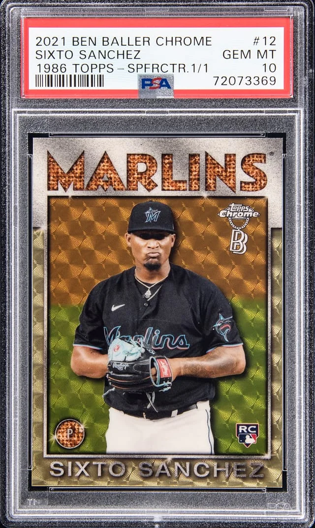 2021 Topps Chrome Sixto Sanchez Ben Baller 1986 Topps Superfractor #86TB-12 card image