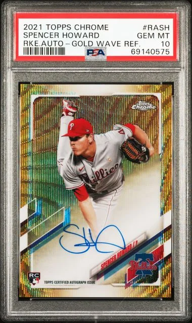 2021 Topps Chrome Spencer Howard Autographs Gold Wave Refractor #RA-SH card image