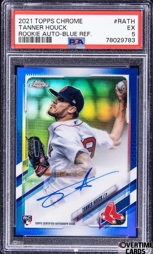 2021 Topps Chrome Tanner Houck Autograph Blue Refractor #RATH card image