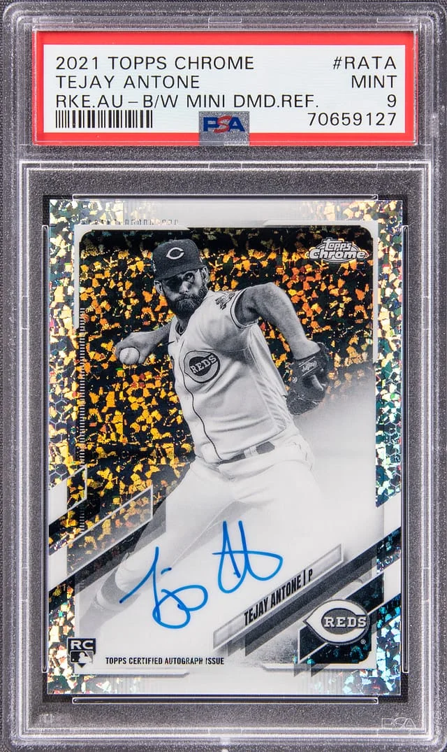 2021 Topps Chrome Tejay Antone Autograph Black and White Mini Diamond Refractor #RA-TA card image