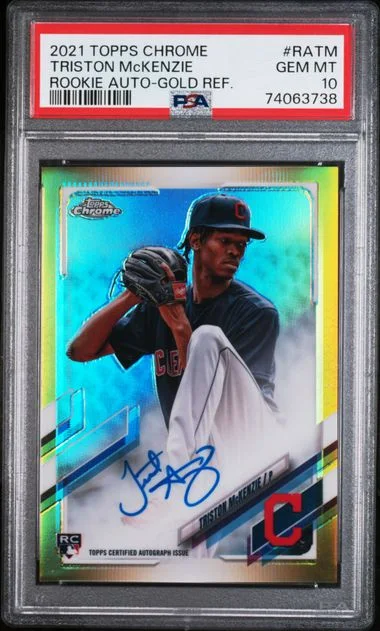 2021 Topps Chrome Triston McKenzie Autographs Gold Refractor #RA-TM card image