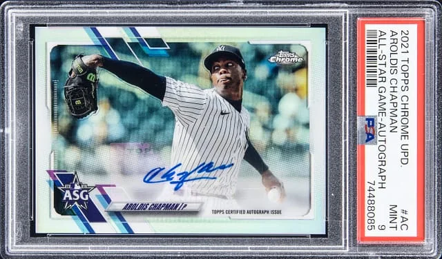 2021 Topps Chrome Update Aroldis Chapman All-Star Game-Autograph #AC card image
