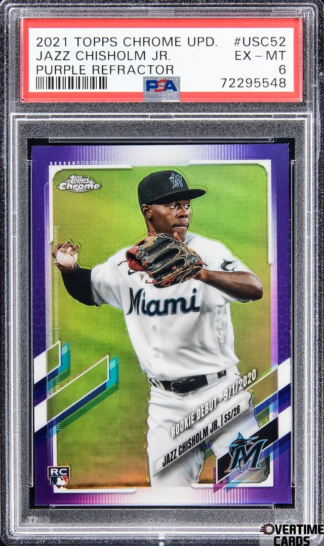 2021 Topps Chrome Update Jazz Chisholm Jr Purple Refractor #USC52 card image