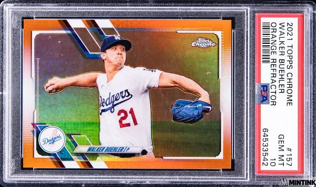 2021 Topps Chrome Walker Buehler Orange Refractor #157 card image