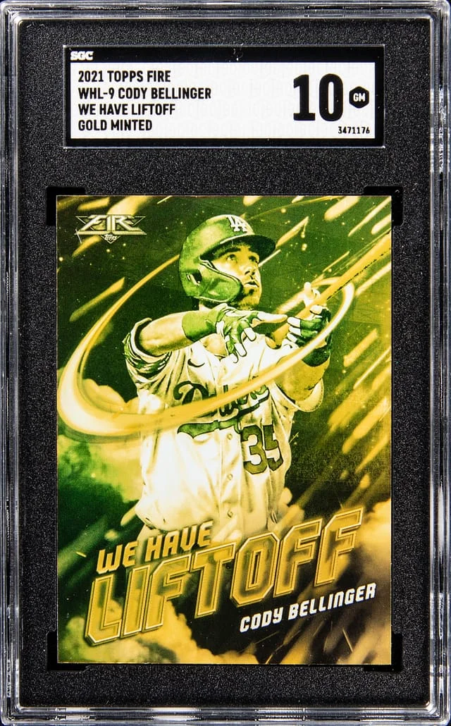 2021 Topps Cody Bellinger Fire We Have Liftoff Gold Minted #WHL-9 card image