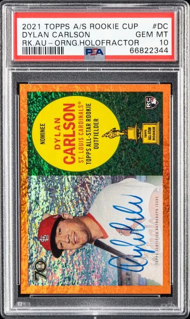 2021 Topps Dylan Carlson All-Star Cup Autographs Orange Holofractor #DC card image