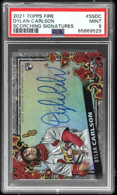 2021 Topps Dylan Carlson Fire Scorching Signatures #SS-DC card image