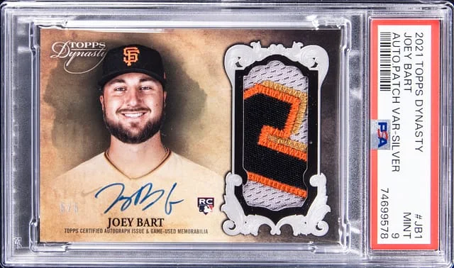 2021 Topps Dynasty Joey Bart Autograph Patch Variation Silver #JB1 card image