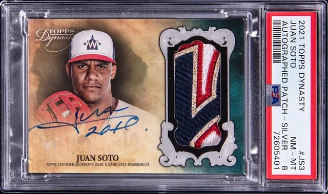 2021 Topps Dynasty Juan Soto Autographed Patch Silver #DAP-JS3 card image