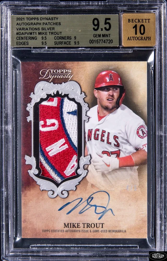 2021 Topps Dynasty Mike Trout Autograph Patches Variations Silver #DAPV-MT1 card image