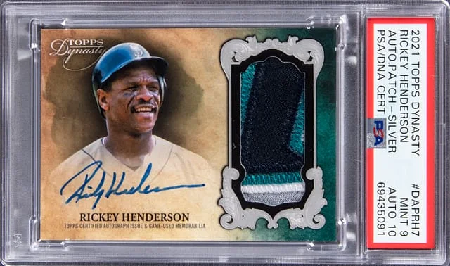2021 Topps Dynasty Rickey Henderson Autograph Patch Silver #DAP-RH7 card image