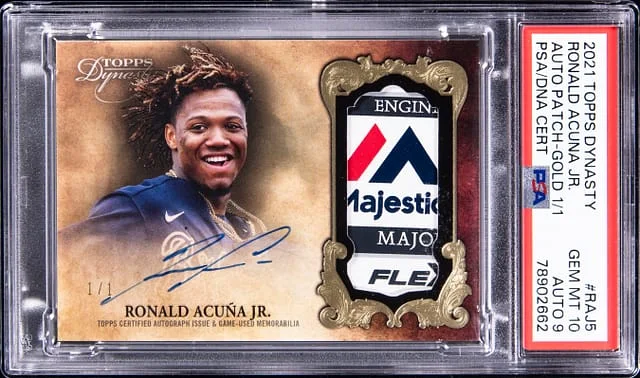 2021 Topps Dynasty Ronald Acuna Jr. Autograph Patch Gold #DAP-RAJ5 card image