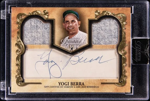 2021 Topps Dynasty Yogi Berra Dual Relic Cut Signatures #DRCS-YB card image