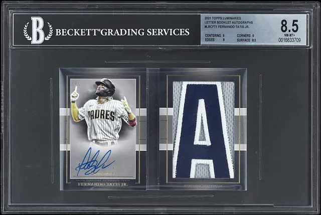 2021 Topps Fernando Tatis Jr. Luminaries Autograph Letter Patch Book Card #LBC-FT1 card image