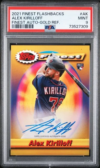 2021 Topps Finest Alex Kirilloff Flashbacks Finest Autographs Gold Refractor #FA-AK card image