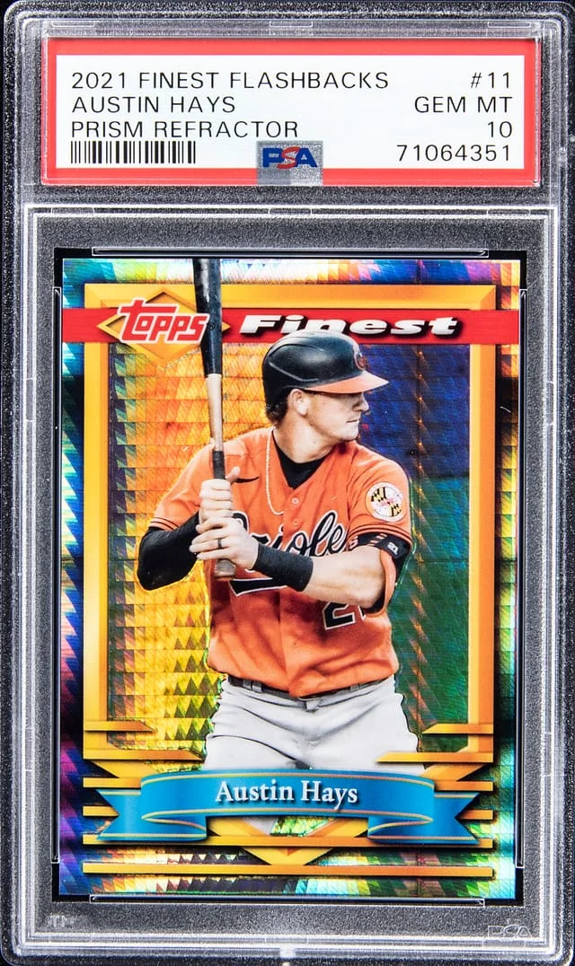 2021 Topps Finest Austin Hays Flashbacks Prism Refractor #11 card image