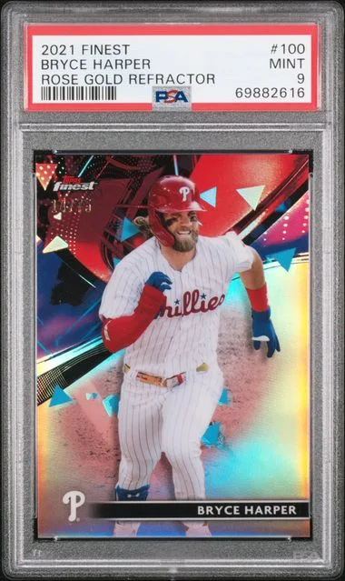 2021 Topps Finest Bryce Harper Rose Gold Refractor #100 card image