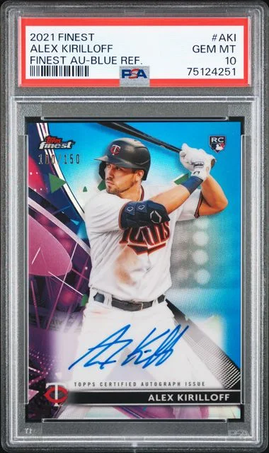 2021 Topps Finest Finest Autographs Blue Refractor Aki Alex Kirilloff #no-number card image
