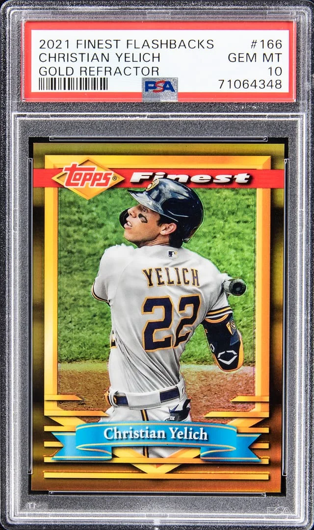 2021 Topps Finest Flashbacks Gold Refractor Christian Yelich #no-number card image