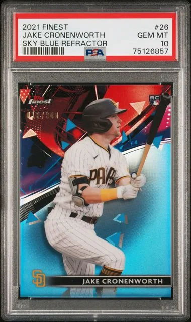 2021 Topps Finest Jake Cronenworth Sky Blue Refractor #26 card image