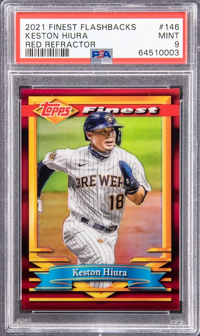 2021 Topps Finest Keston Hiura Flashbacks Red Refractor #146 card image