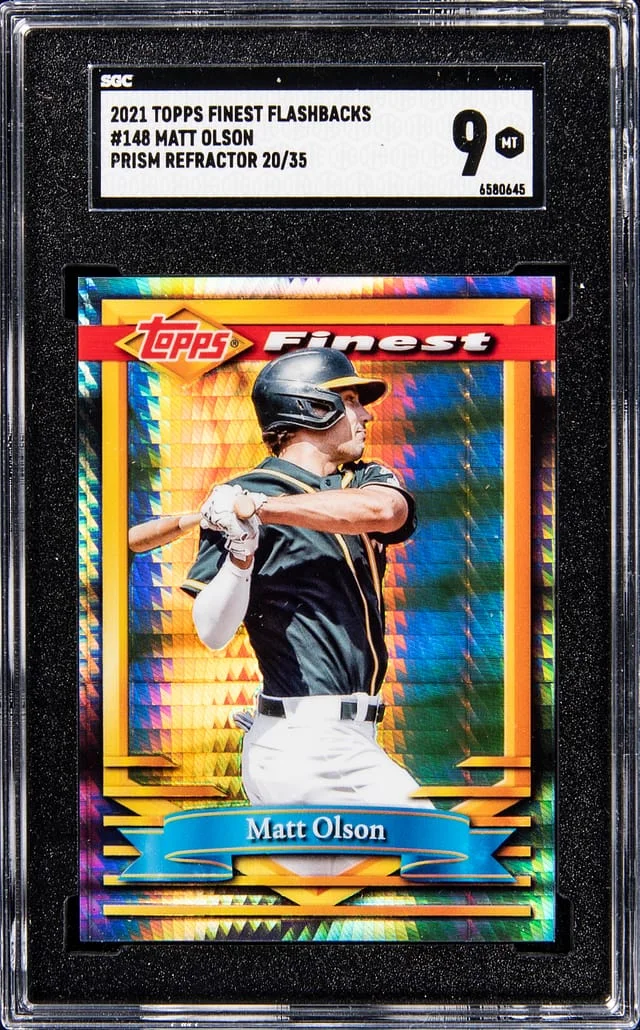 2021 Topps Finest Matt Olson Flashbacks Prism Refractor #148 card image