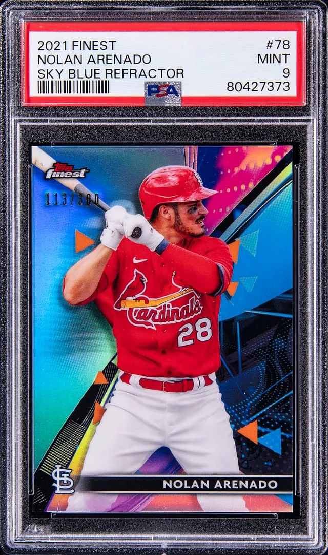 2021 Topps Finest Nolan Arenado Sky Blue Refractor #78 card image