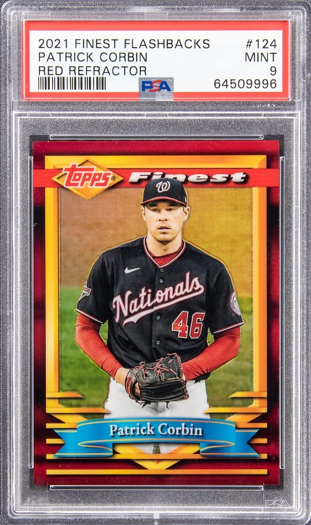 2021 Topps Finest Patrick Corbin Flashbacks Red Refractor #124 card image