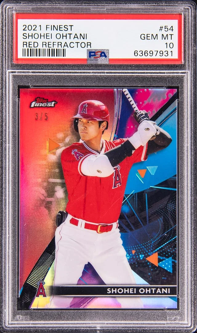 2021 Topps Finest Shohei Ohtani Red Refractor #54 card image