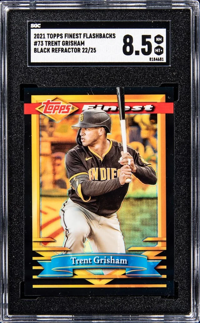 2021 Topps Finest Trent Grisham Flashbacks Black Refractor #73 card image