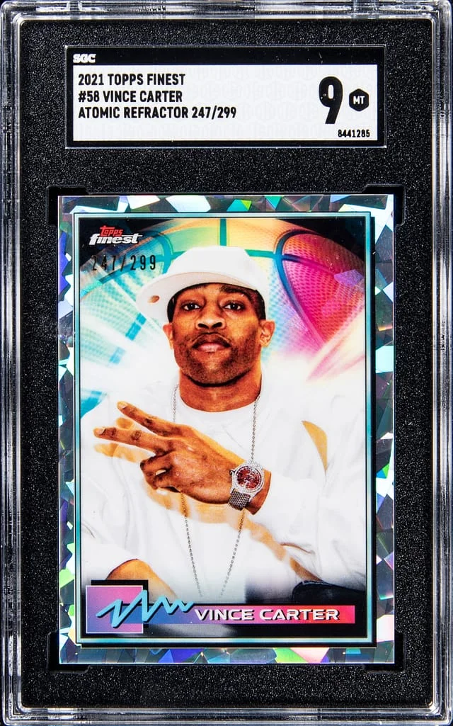 2021 Topps Finest Vince Carter Atomic Refractor #58 card image