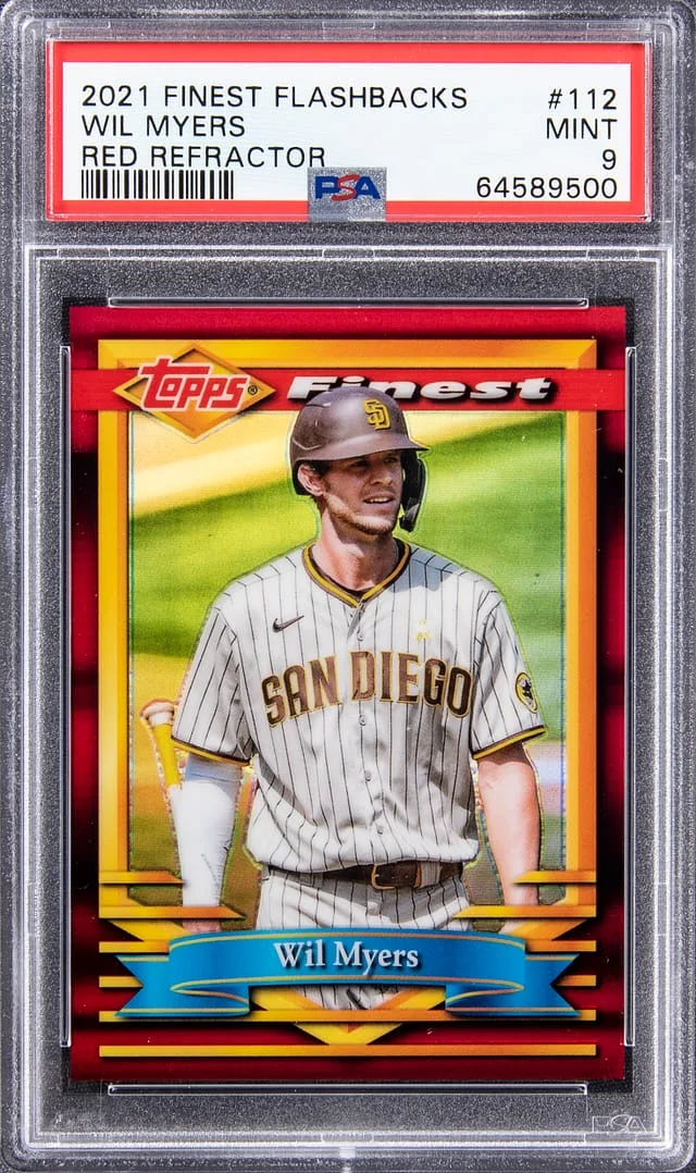 2021 Topps Finest Wil Myers Flashbacks Red Refractor #112 card image