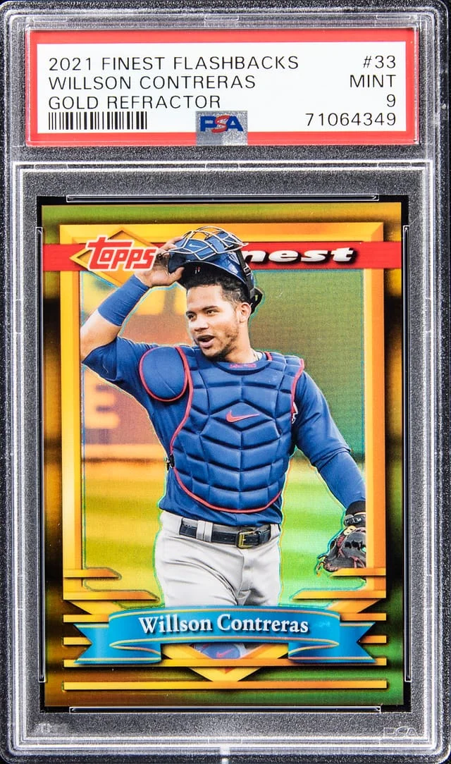 2021 Topps Finest Wilson Contreras Flashbacks Gold Refractor #33 card image