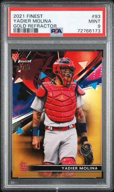 2021 Topps Finest Yadier Molina Gold Refractor #93 card image