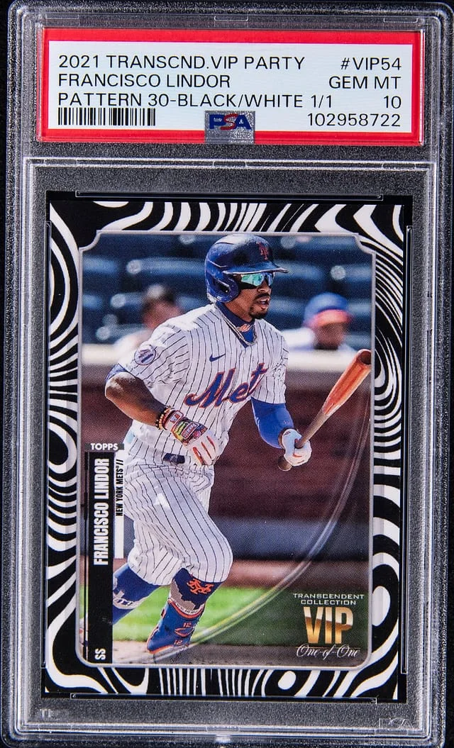 2021 Topps Francisco Lindor Transcendent VIP Party Pattern 30-Black & White #VIP-54 card image