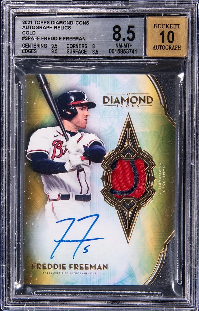 2021 Topps Freddie Freeman Diamond Icons Autograph Relics Gold #SPA-FF card image