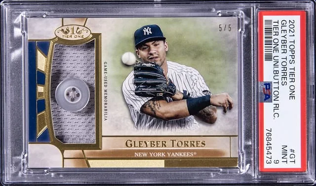 2021 Topps Gleyber Torres Tier One Uniform Button Relic #GT card image