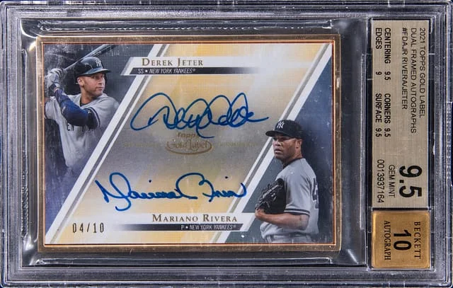 2021 Topps Gold Label Derek Jeter/Mariano Rivera Dual Framed Autographs #FDA-JR card image