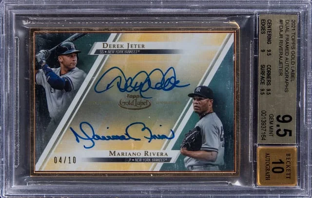 2021 Topps Gold Label Mariano Rivera/Derek Jeter Dual Framed Autographs #FDA-JR card image